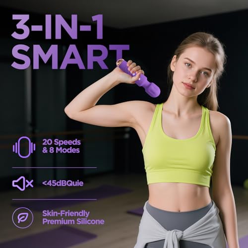 Personal Massager - 4H Max Runtime & Ultra-Quiet - Waterproof - 20 Modes 8 Speeds for Deep Tissue Back Massage, Post-Workout Recovery and Neck Muscle Relaxation(LX-Darkpurple) - color: Lx-darkpurple
