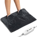 Electric Heated Foot Warmer Soft Flannel Foot Heater with 2h Auto Off & 3 Heat Levels Full Body Use Heating Pad for Feet, Abdomen, Cramps, Pain Relief Pocket Design 16" x 22" - color: Dark Grey