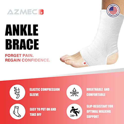 AZMEC Ankle Support Sleeve Open Heel, Light Elastic & Breathable Knitted Fabric for Sprained Ankle, Achilles Tendonitis, Plantar Fasciitis, & Injured Foot Medium Compression - For Men Women Kids - - size: Small