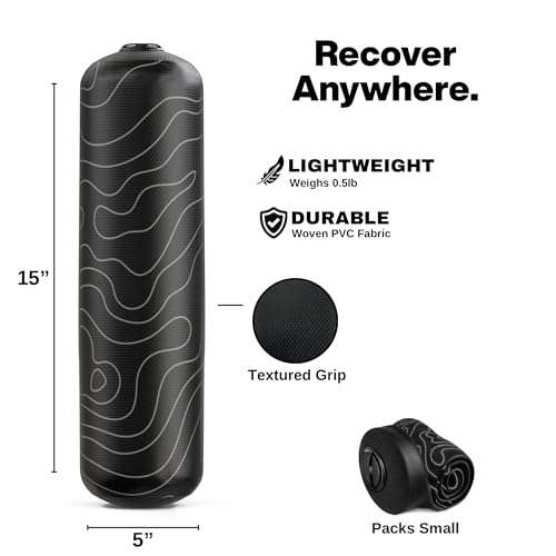 Inflatable Travel Foam Roller, 15 x 5 in, Topo Black - color: Topo Black