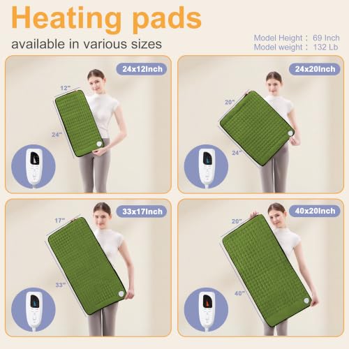 Heating Pad,Electric Heating Pad,Heating Pad for Back (GreenBlack, 24"x12") - color: Greenblack, size: 24x12 Inch