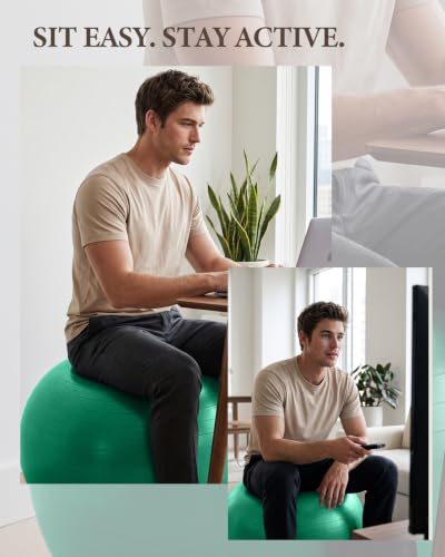 Trideer Yoga Ball for Exercise, Pregnancy, Active Sitting, 55/65/75cm - color: Green, size: S(15-18ines/38-45cm)