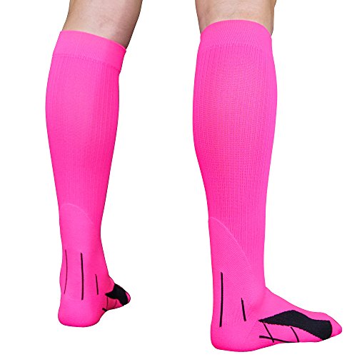 Meister Graduated 20-25mmHg Compression Socks for Shin Splints (Pair) - color: Pink, size: Small