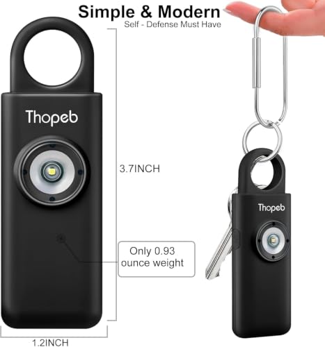 Thopeb Personal Safety Alarm for Women – Upgraded Rechargeable - color: Black