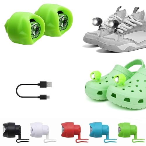 Rechargeable Headlights for Shoes, 2PCS Lights for Shoes, Waterproof Headlights, Novelty Running Lights for Runners, Shoes Lights for Camping, Dog Walking, Night Running - color: Green