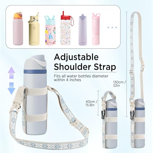 EasyAcc Water Bottle Holder Strap Sling, for Owala FreeSip 24 32 40 oz, Hydro Flask, Cirkul, Yeti, Stanley Flip, Universal Water Bottles, with Carabiner, for Walking Curise Travel (Bottle Excluded) - color: Cinderella