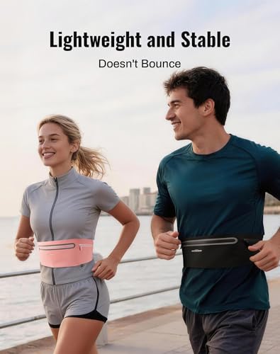 Running Belt for Women & Men-Ultra Light Slim Running Belts - color: Pink