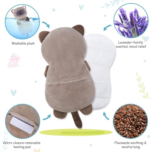 Siamese Cat Microwave Heating Pad for Period Cramps & Pain Relief - style: Siamese Cat