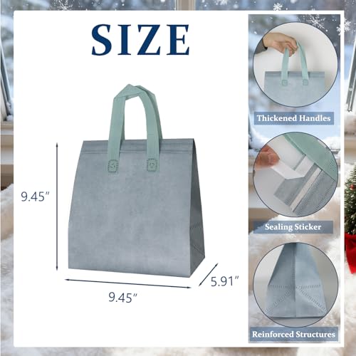 12Pcs Insulated Lunch Bags Disposable Cooler Thermal Grocery Takeout Bag for Food Delivery Party Drink Picnic Holiday, Dusty Blue - color: Dusty Blue, size: 9.45"(H) x 9.45"(L) x 5.91"(W)