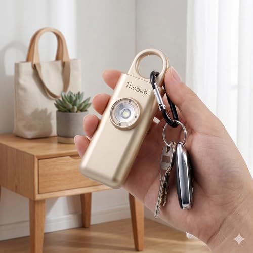 Thopeb Personal Safety Alarm for Women – Superior Loud Siren & SOS Strobe - color: Metallic Rose