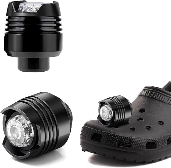 Rechargeable Clog Lights 2PCS, LED Shoe Clip Flashlight with 3 Modes, Waterproof Shoe Charm Accessories for Walking, Running, Camping – Adults & Kids (6 Colors) - color: Black