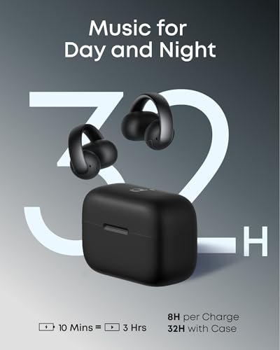 Soundcore AeroClip by Anker Open Ear Earbuds, Clip On Earbuds, Open Ring - color: Midnight