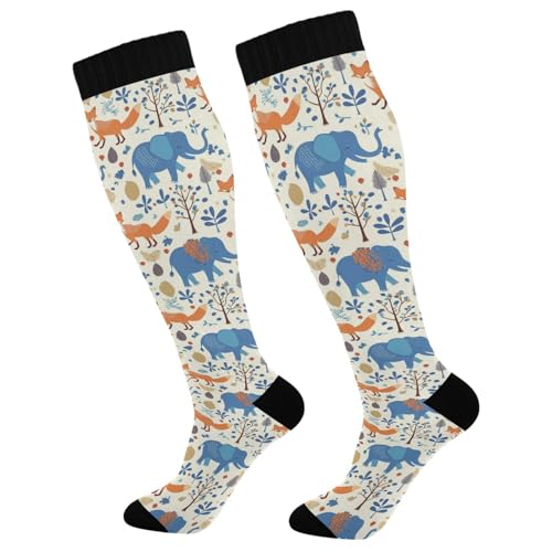 Wusikd Cats Compression Socks for Women and Men Circulation Cute Long Socks for Athletic Running 1 - color: Elephant