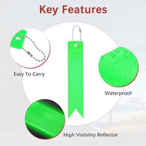 Safety Reflector Pendants - Reflective Safety Keychain Gear with Chain Use for Backpack & Running & Cycling - color: Grass Green