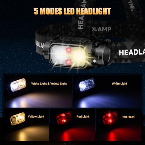 ATDOALL Rechargeable LED Headlamp, Lightweight Head Lamps for Adult Camping - size: 1 Pack