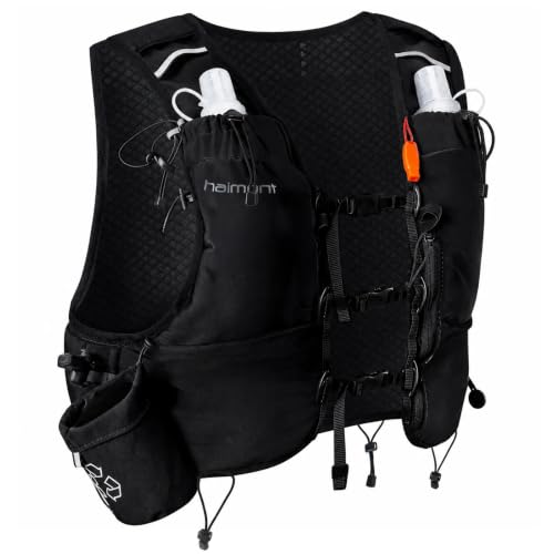 Haimont 8L Trail Running Hydration Vest with Soft Flasks - color: Black, size: Large