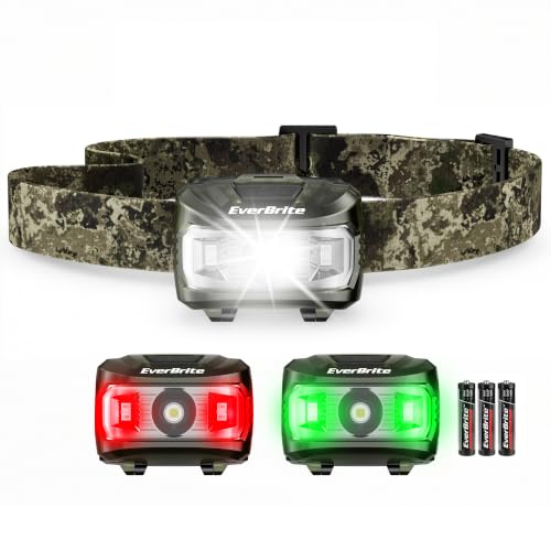 EverBrite Headlamp, 300 Lumens LED Head Lamp for Kids & Adults, Red Light - color: Camo