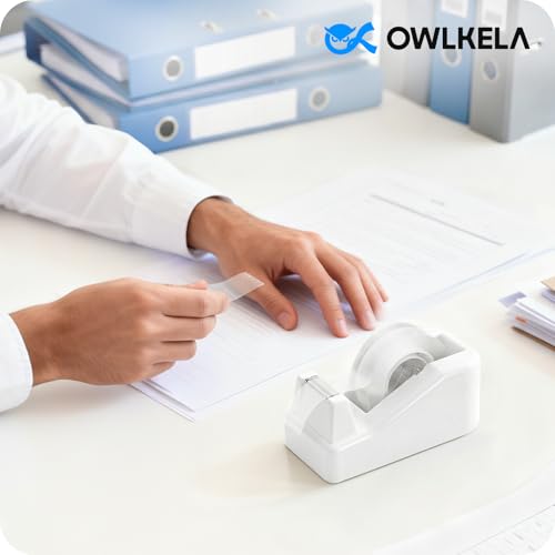 OWLKELA Lightweight Desktop Tape Dispenser, White, 1 Pack - color: White, size: 1 Pcs