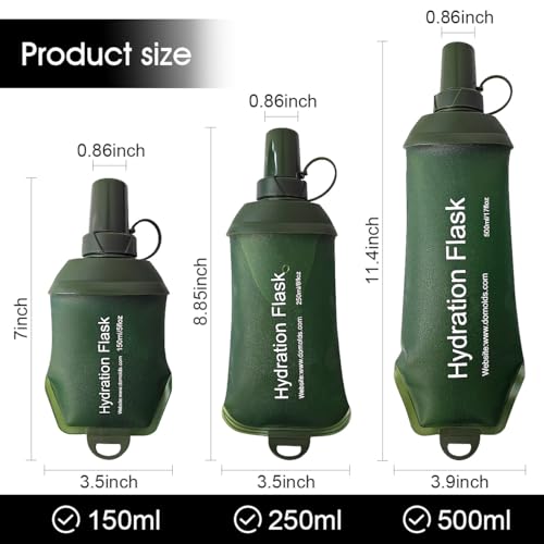 WILDREEDS 250ml Soft Flask, TPU Collapsible Soft Water Bottle for Hydration Pack, Running Vest, Folding Water Bottle for Hiking Cycling Climbing-1Pcs, Green - color: 250ml Green
