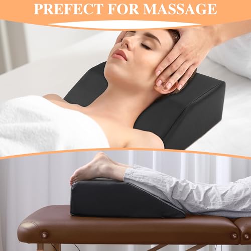 BALAPET 100% Waterproof Massage Bolsters for Under Leg for Comfort Enhancement, Leg Elevation Pillow Wedge Pillow for Massge Table, Supportive Foam Leg Pillow for Beauty Salon Sleeping, Black