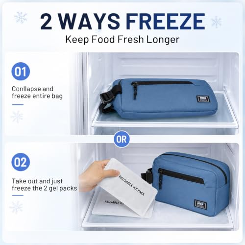 MIER Small Freezable Snack Bags Frozen Mini Cooler with 2 Gel Packs, Blue - color: Light Blue