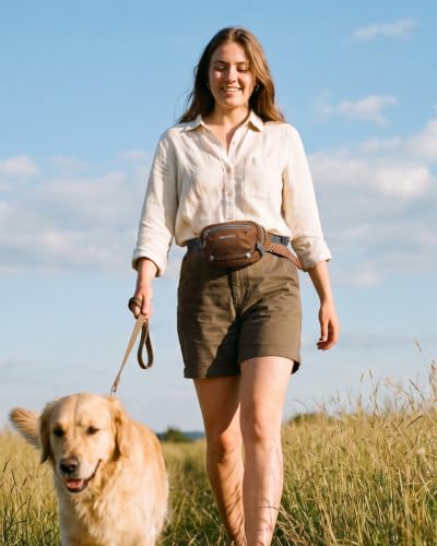 WATERFLY Small RFID Fanny Pack: 1.5L Waist Bag 12" Extender Belt for Hiking - color: Brown