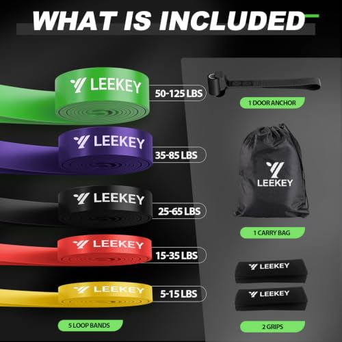 LEEKEY Resistance Bands Set, Exercise Workout Pull Up Bands for Working Out