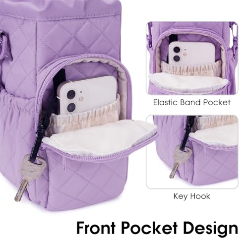 sportsnew 40oz Insulated Crossbody Water Bottle Sling Bag w/Phone Pocket - color: Quilt Purple