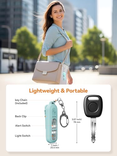 TECKNET Clip-On Personal Alarm with LED Light, USB-C Rechargeable, Blue - color: Blue