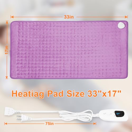 Heating Pad,Electric Heating Pad,Heating Pad for Back (Lavender, 33"x17") - color: Lavender, size: 33x17 Inch