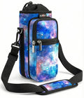 AUPET Water Bottle Sling Bag Sleeve Holder Carrier 25/32/40/64 oz,Insulated Crossbody Water Bottle Case Cover with Strap and Pockets for Men/Women Walking Hiking - color: blue starry sky, size: 32oz