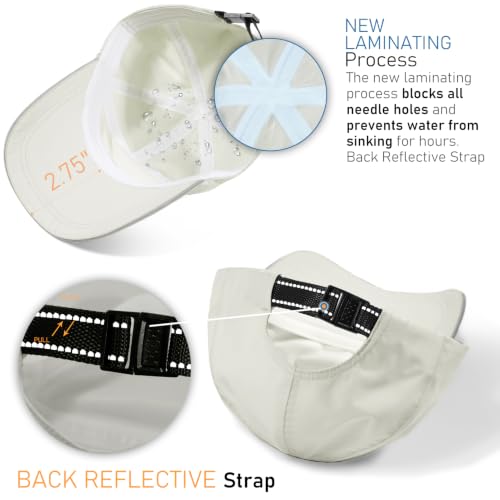 Waterproof Baseball Cap for Men Women UPF 50+ Quick-Dry Running Golf Hat - color: Beige Grey