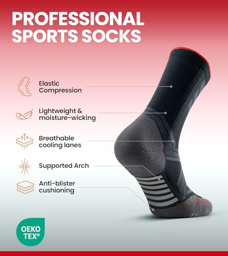 RUIXUE Compression Socks Men Women, Graduated 15-20mmHg Support Breathable for Travel Flight Running Cycling Daily Use - color: Black, size: Medium-Large