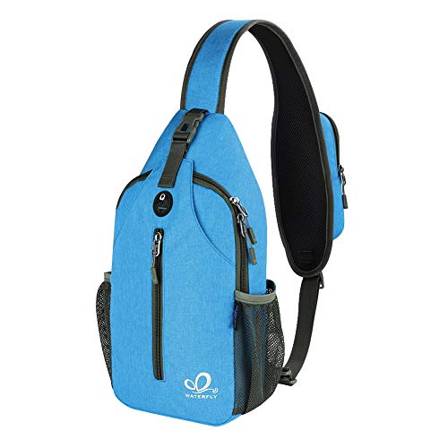 WATERFLY Crossbody Sling Backpack Sling Bag Travel Hiking Daypack - color: N - Sky Blue