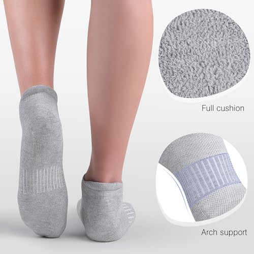 Felicigeely Athletic Running Ankle Socks Cushioned Low Cut Men Women 6 Pack - color: Pure Grey, size: 9-12