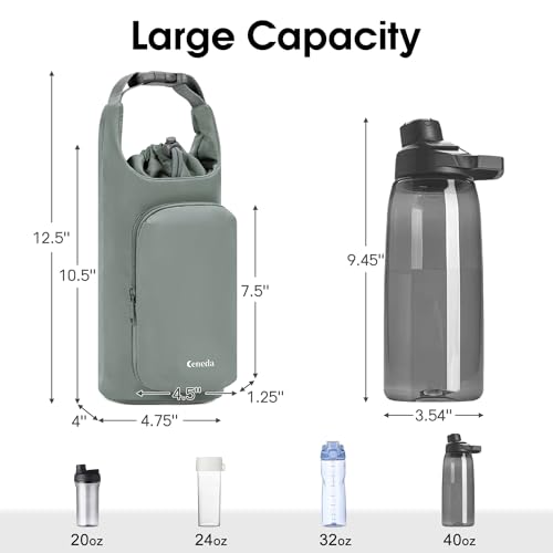 Ceneda Water Bottle Carrier Bag with Phone Pocket 32oz 40oz Tumbler Insulated Water Bottle Holder with Adjustable Shoulder Strap Carrier Sling Bag (Grey) - color: Grey
