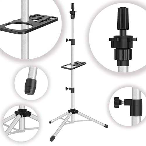 ZQIAN BEAUTY Wig Stand Tripod 50 Inch Metal Wig Mannequin Head Tripod Stand For Hairdressing Training Head Adjustable Wig Tripod Stand with Tool Tray (Silvery, Mannequin Head Not Included) - color: Silvery, size: 50 Inch