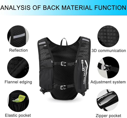 INOXTO Running Hydration Vest ,Lightweight Insulated Pack with 250ml Soft Flask Daypack for Hiking Trail Running Cycling Race Marathon for Women Men - color: Black white