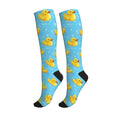 Cute Compression Socks Knee High Support Stockings Women Men - color: Cute Yellow Duck