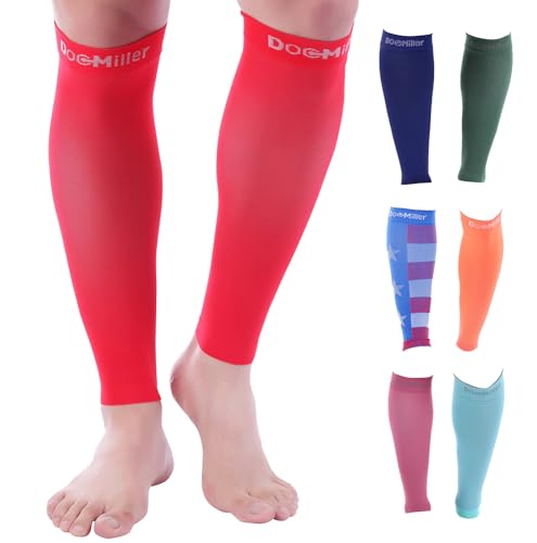 Doc Miller Compression Calf Sleeve for Men & Women, 20-30mmHg - color: Red, size: Small REGULAR
