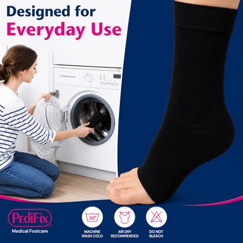Pedifix Compression Ankle Sleeve, Foot & Ankle Support, Black, L, 1 Sleeve - color: Black, size: Large