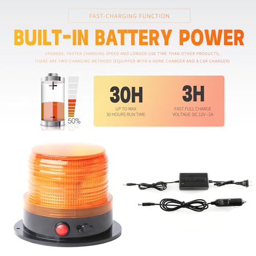 Battery Operated Amber Strobe Beacon Light w/Magnetic Base 2-Pcs - color: 2-Pcs Amber