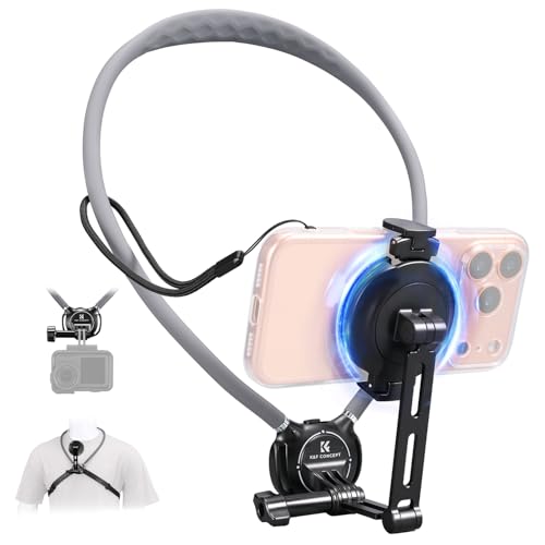 K&F CONCEPT 2-in-1 Magnetic & Clip-on Neck Phone Holder - color: Gray