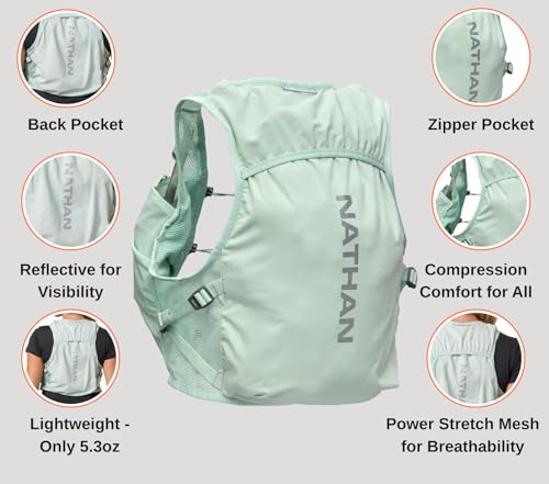 Nathan Women's Hydration Vest - Lightweight Mesh, Breathable, 2x14oz Flasks, 2L Bladder, Reflective Vest, Pinnacle Breeze - size: Small-Medium, style: Surf Spray
