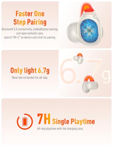 Wireless Open Ear Earbuds Sports Clip-On Headphones with Night Flash Lights - color: White