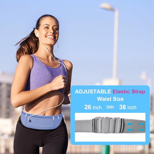 Slim Running Belt for Women Men,Runners Fanny Pack Phone Holder,Money Belt,Running Gear Accessories,with 3 Pockets.(Blue) - color: Blue