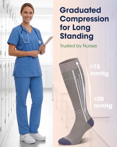 Compression Socks with Grips for Women Toe Pilates Socks Grippy Socks Woman Hospital Non Slip for Pregnancy Nurse - color: B03-Black/Grey