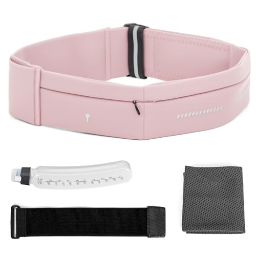 Slim Running Belt for Men and Women, Running Waist Pack - color: Pink-medium
