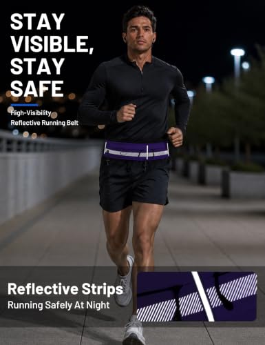 MIER Running Belt for Women & Men, Fanny Pack with Marathon Bib Clip Purple - color: Purple