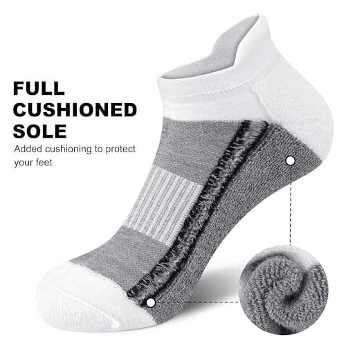 Gonii Men's Running Athletic Ankle Socks - Thick Cushioned Low Cut Socks - color: N-5 Pairs Grey, size: 12-15